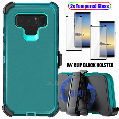Case Clip Holster Cover,Tempered Glass Protector For Samsung Galaxy Note 8