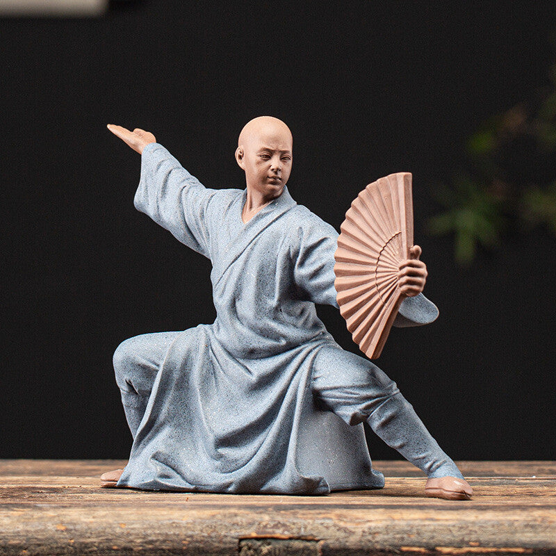 Kungfu Boy Zen Style Yixing Zisha Tea Pet Purple Clay Monk Statue On Tea Tray