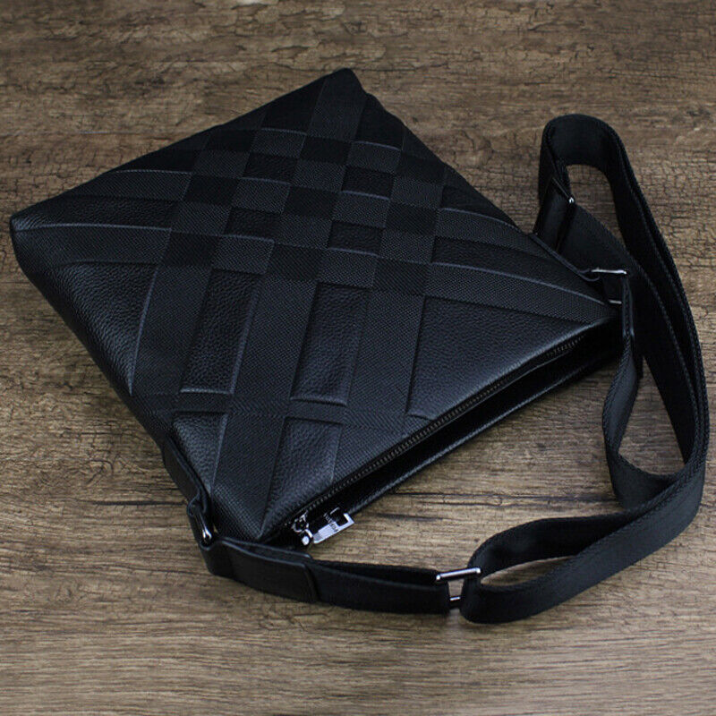 100% Genuine Leather Men's Embossing Business 8" Sling Shoulder/Messenger Bag