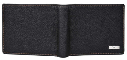 NEW BLACK/REDWOOD BI-FOLD LEATHER MEN'S WALLET RFID PROTECTION GIFT ITEM