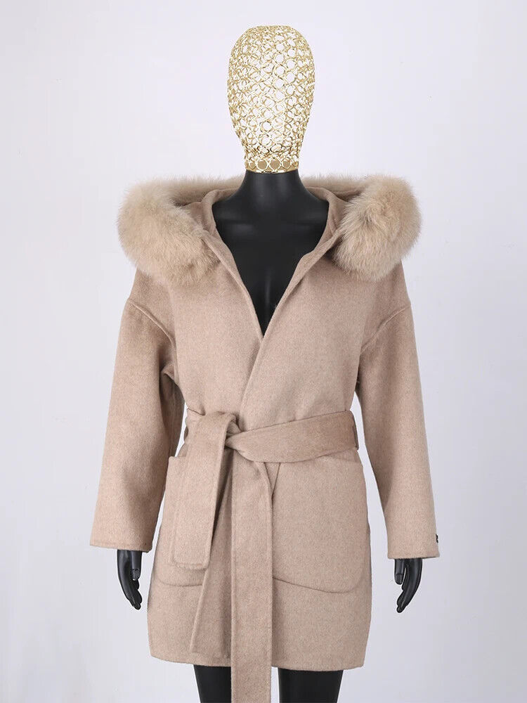 2023 Coat Collar Jacket Winter Outerwear Women With Belt