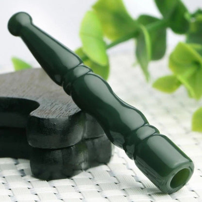 Natural Hetian Jade Cigarette Holder Green Jade Bamboo Joint Pipe Filter Gift