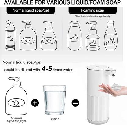 Automatic Foaming Soap Dispenser 12.2oz/360ml Rechargeable Hand Soap Dispenser