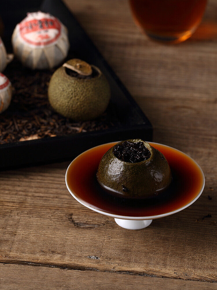 China Peel ChenPi Citrus favoured Little Green Mandarin Orange Pu'er Tea cake