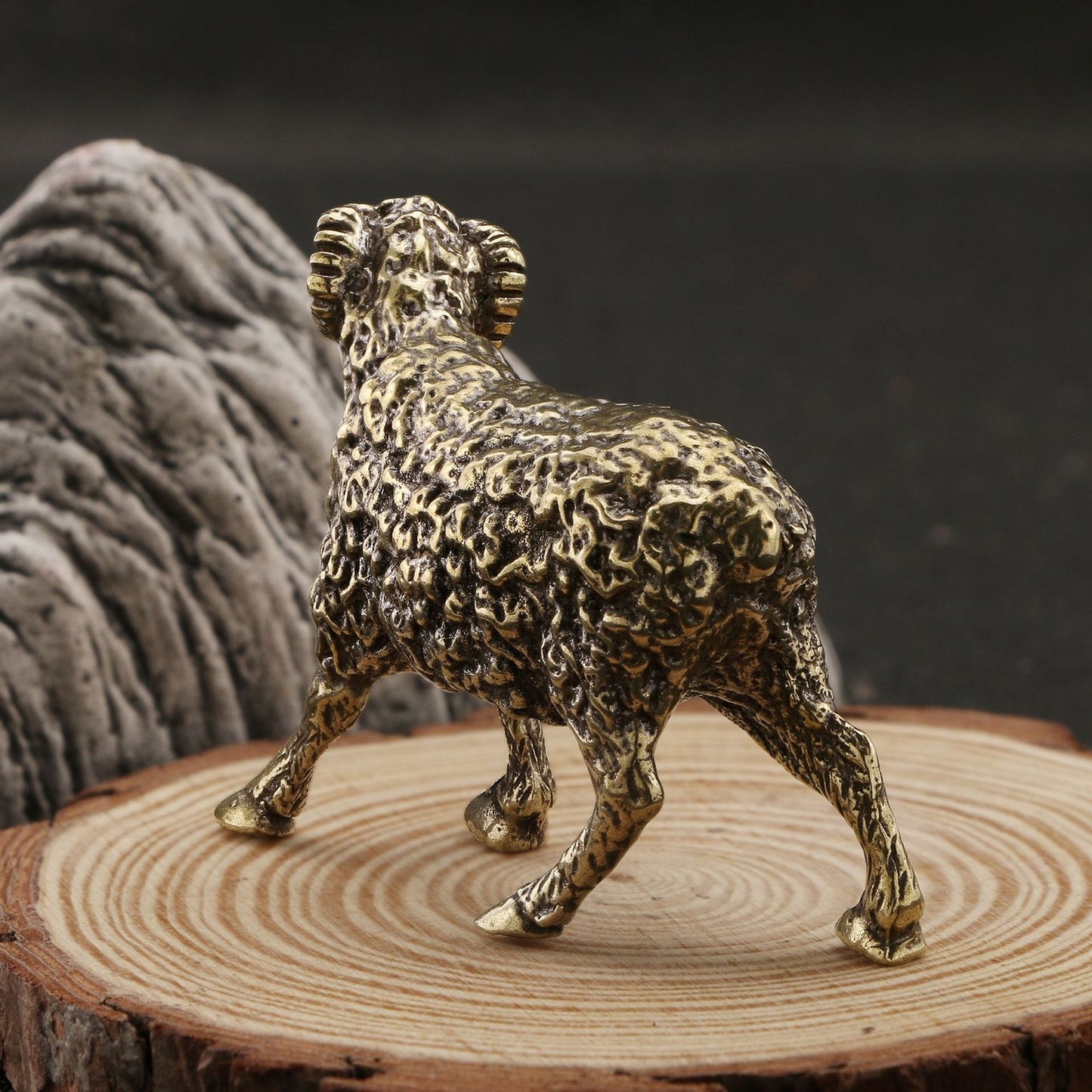 Sheep Statue Zodiac Brass Ornament Antique Solid Copper Tea Pet Desk Decoration