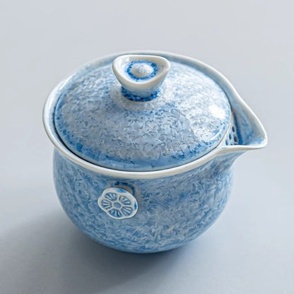 Crystalline Glaze Tea Set with Heat-Resistant Handle Travel Portable Companion