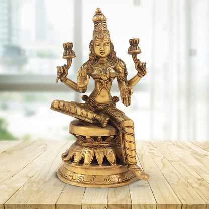 Hindu God Brass Goddess Sitting Laxmi Ji Idol Figurine Statue For Home Decor