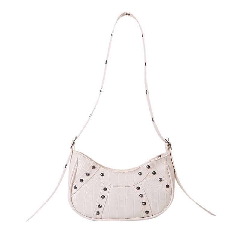 Rivet Hobos Shoulder Bag Vintage Leather Clutch Purse Handbag Underarm 23*15*7CM