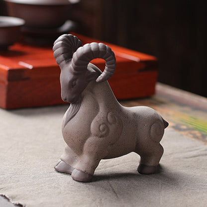 Wealthy Goat Statue Mascot Zisha Purple Clay Tea Pet House Warming Gift Creative