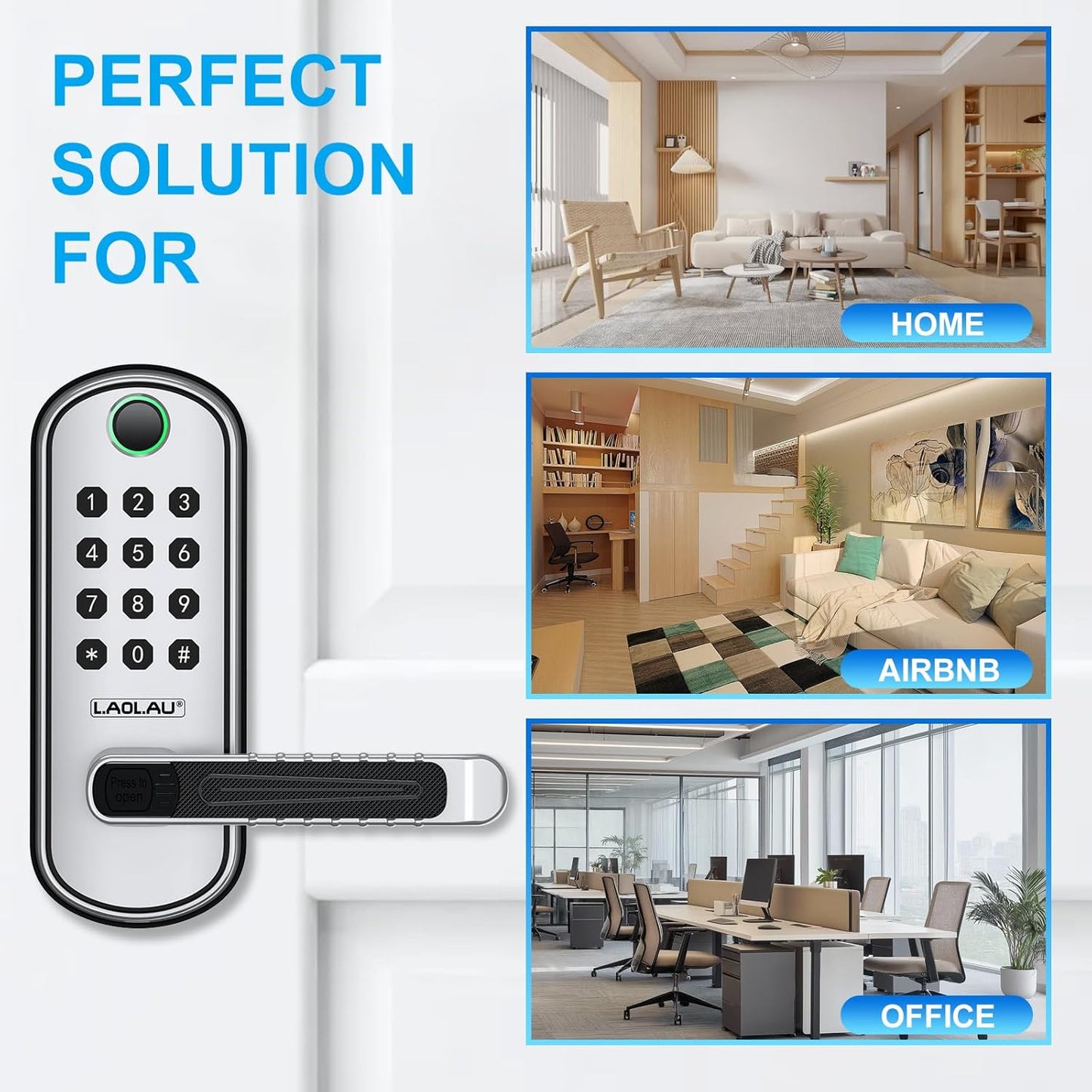 B04 Fingerprint Electronic Door Lock with Keypad and Handle – Keyless Entry Smar