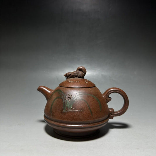 vintage chinese yixing purple clay teapot zisha ceremony carving Collectible art