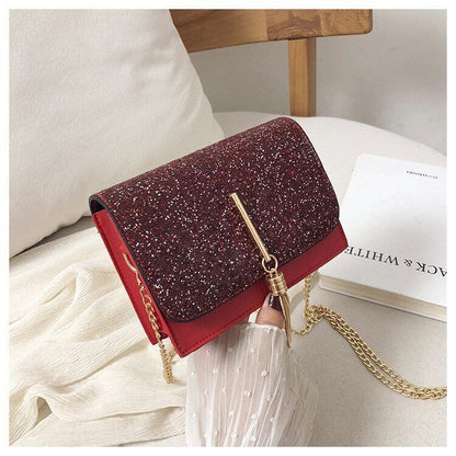 Women Bag Chain Shoulder Bag for Girl Gift Material Black Green Red