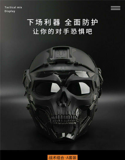 Tactical Airsoft Helmet Skull Full Face Mask Military CS Collectible Gift Set