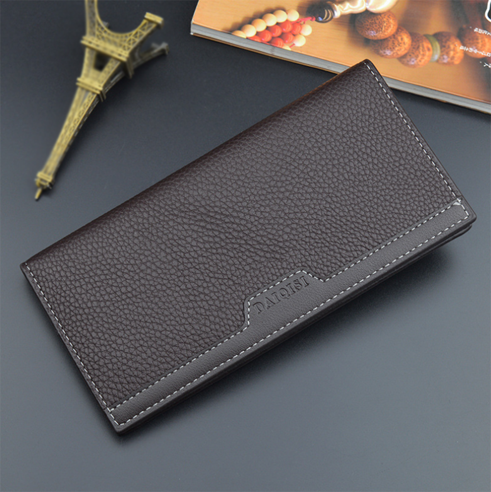Men's Bifold Leather Wallet Long Zip Clutch Purse Credit Card Holder Handbag