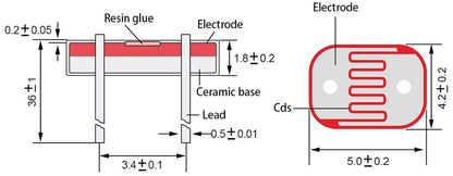 2 Pack 5mm Light Sensitive Resistor, Photoelectric Photo Cell (5516)