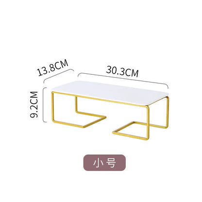 Cake Stand Wrought Iron Golden White Ceramic Plate Snacks Dessert Cupcake Holder