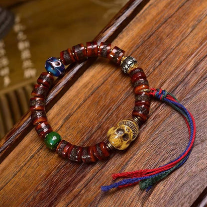 10*8mm Tibetan Barrel Bead Bracelet Single Circle Buddhist Beads Glass Accessory