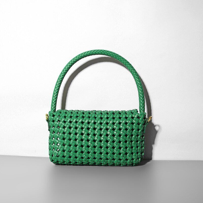 Neat Hollow Shoulder Bag Women Small Handbag Purse Woven Leisure Holiday Pouch