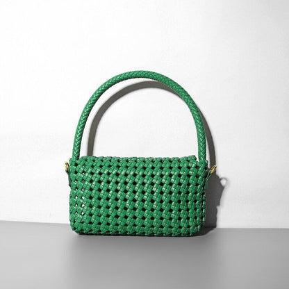 Neat Hollow Shoulder Bag Women Small Handbag Purse Woven Leisure Holiday Pouch