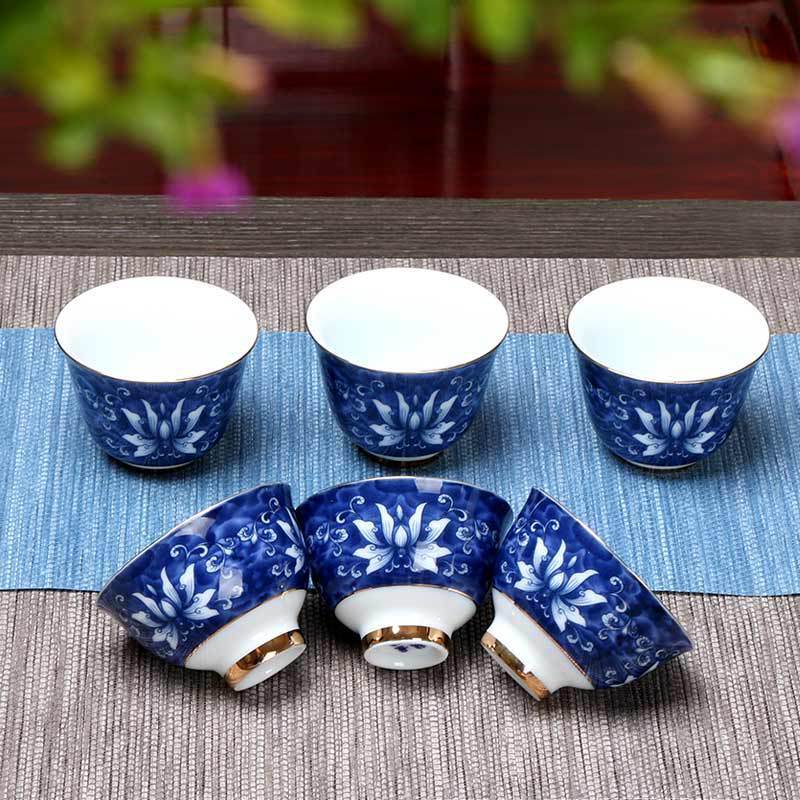 One Cup Blue And White Porcelain Tea Cup Chinese Kungfu Tea Cup Ceramic On Sales