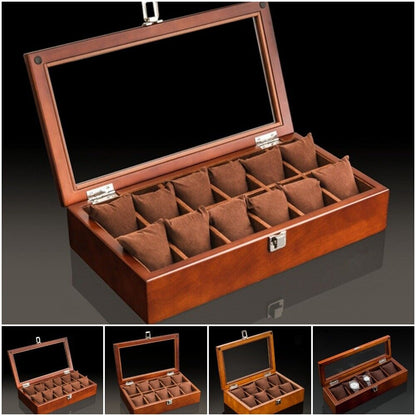 Men Watch Box Organizer Top Wooden Display Fashion Storage Holder Case 3~12Slots