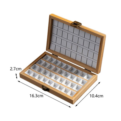 Watercolor Palette 24-36 Grid Wooden Box Painting Tools Art Supply Oil Paint Lid