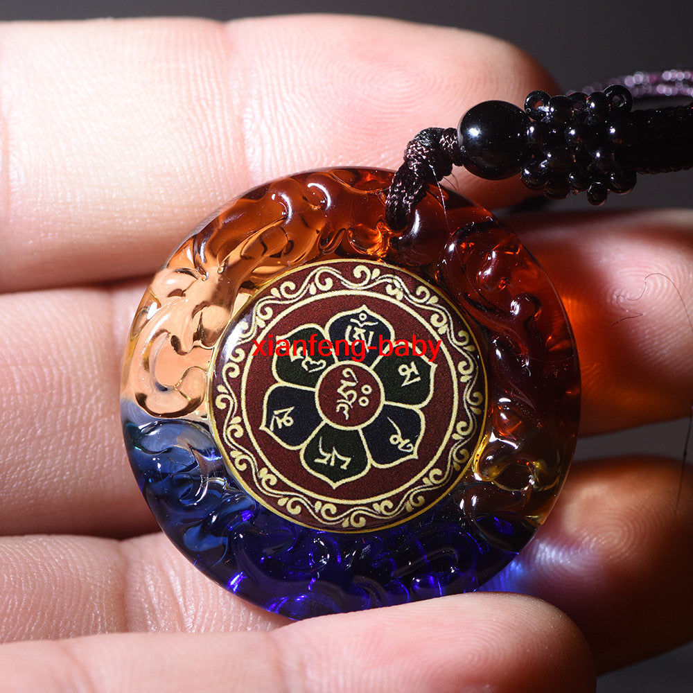 New Colorful Glazed Thangka Amulet Hand-painted Buddha Pendant Necklace