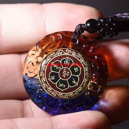 New Colorful Glazed Thangka Amulet Hand-painted Buddha Pendant Necklace
