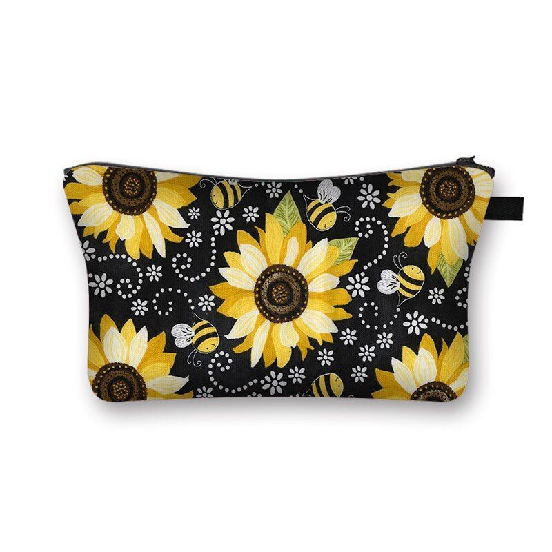 Woman Waterproof Makeup Bag Fashion Yellow Black Cosmetic Pouch Travel Organizer