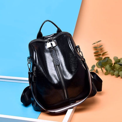 Genuine Leather Vintage Backpack Travel Shoulder Bag School Purse Polyester 1PC