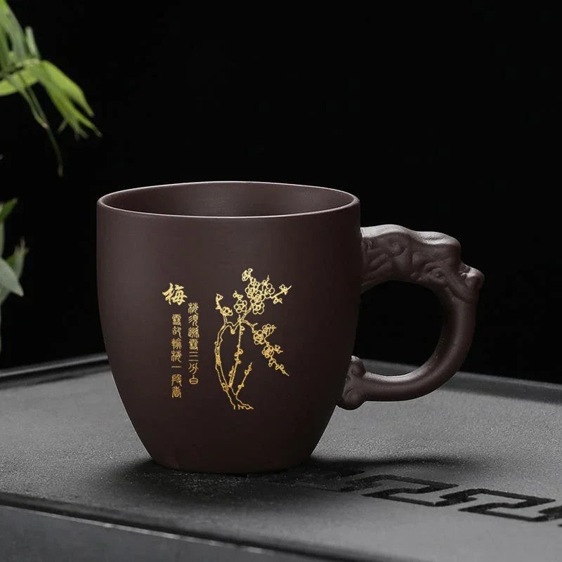 Yixing Purple Clay Teacup with Hand Grip Home Water Cup Handmade Master Tea Cup