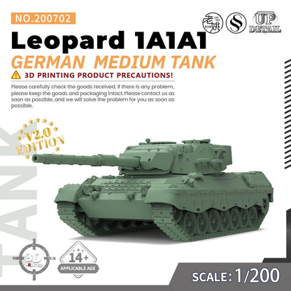 SSMODEL SS200702 1/200 Military Model Kit German Leopard 1A1A1 Medium Tank