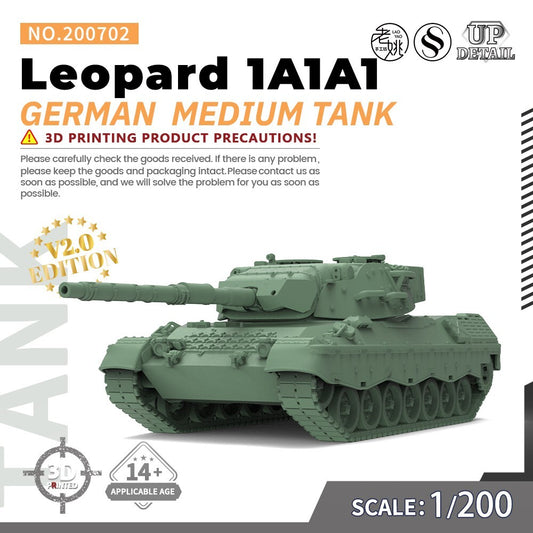 SSMODEL SS200702 1/200 Military Model Kit German Leopard 1A1A1 Medium Tank