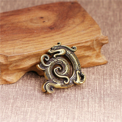 Pure Brass Beast Dragon Incense Holder Animal Figure Miniature Tea Pet Ornament