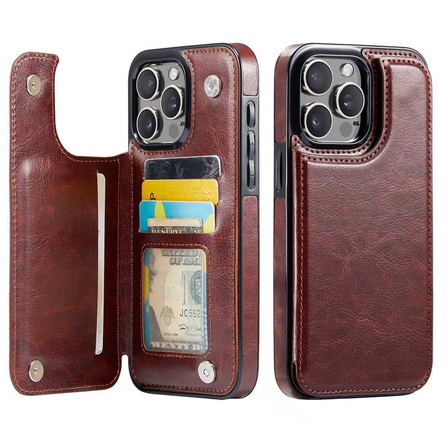 Wallet Card Holder Case for iPhone 16e 15 14 13 12 11 Pro Max XS Leather Cover
