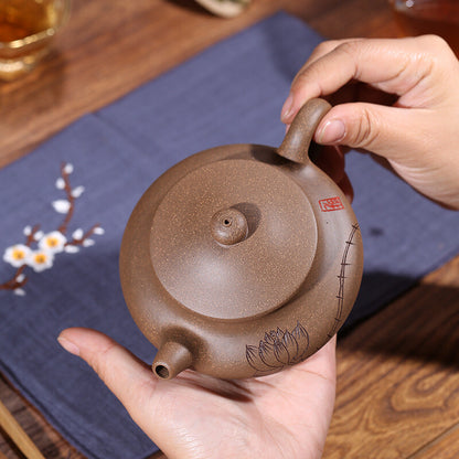 250ML Yixing Zisha Clay Pottery Pot Lotus Flower Tea Pot 9 Infuser Holes