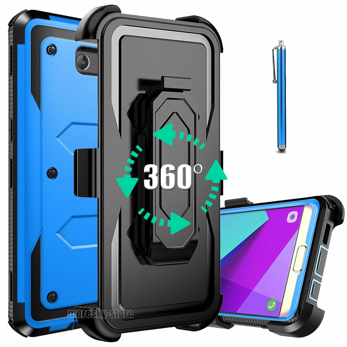 For Samsung J7 2017 J7 Sky Pro Prime Case, w/ Belt Clip Stand Rugged Phone Cover
