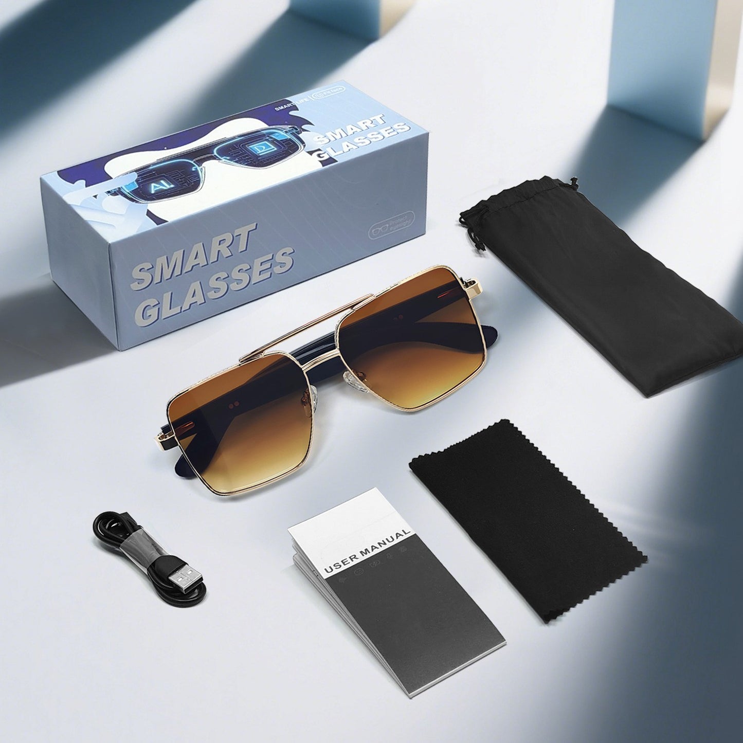 New fashion Bluetooth audio smart glasses Sunglasses Open earbuds 2 speakers