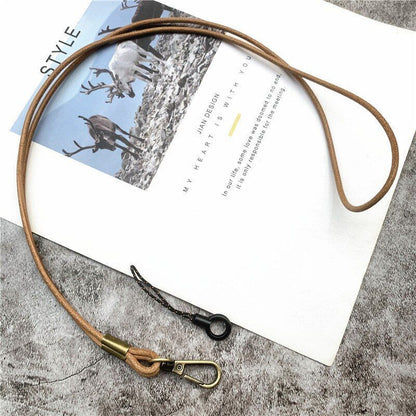 Mobile Phone Straps Cowhide Lanyards Key Leather Card Badge Neck Sling Band 50cm