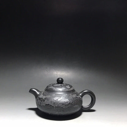 vintage chinese yixing purple clay teapot zisha ceremony carving Collectible art