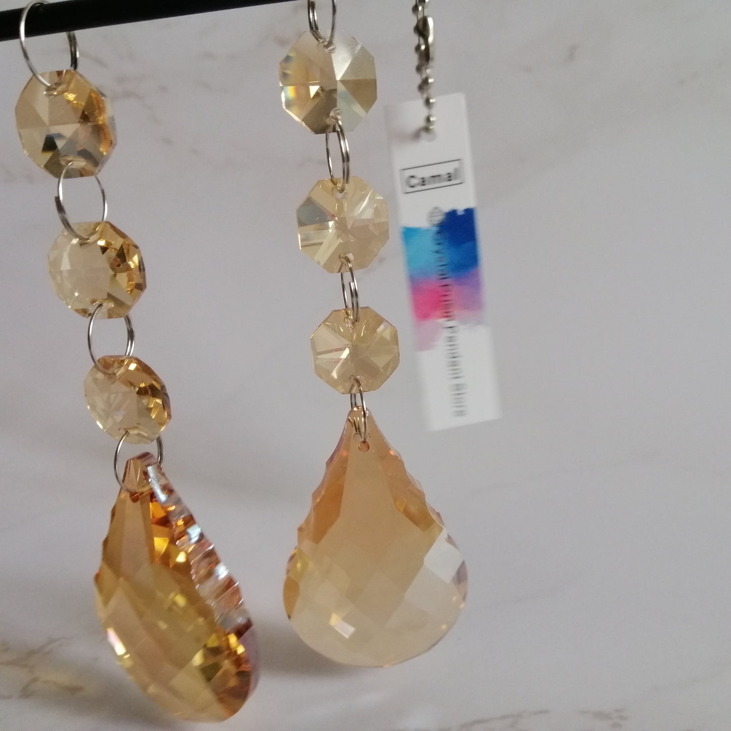 12Pcs 50mm Champagne Matching Teardrop Chandelier Crystals Ornaments Suncatcher
