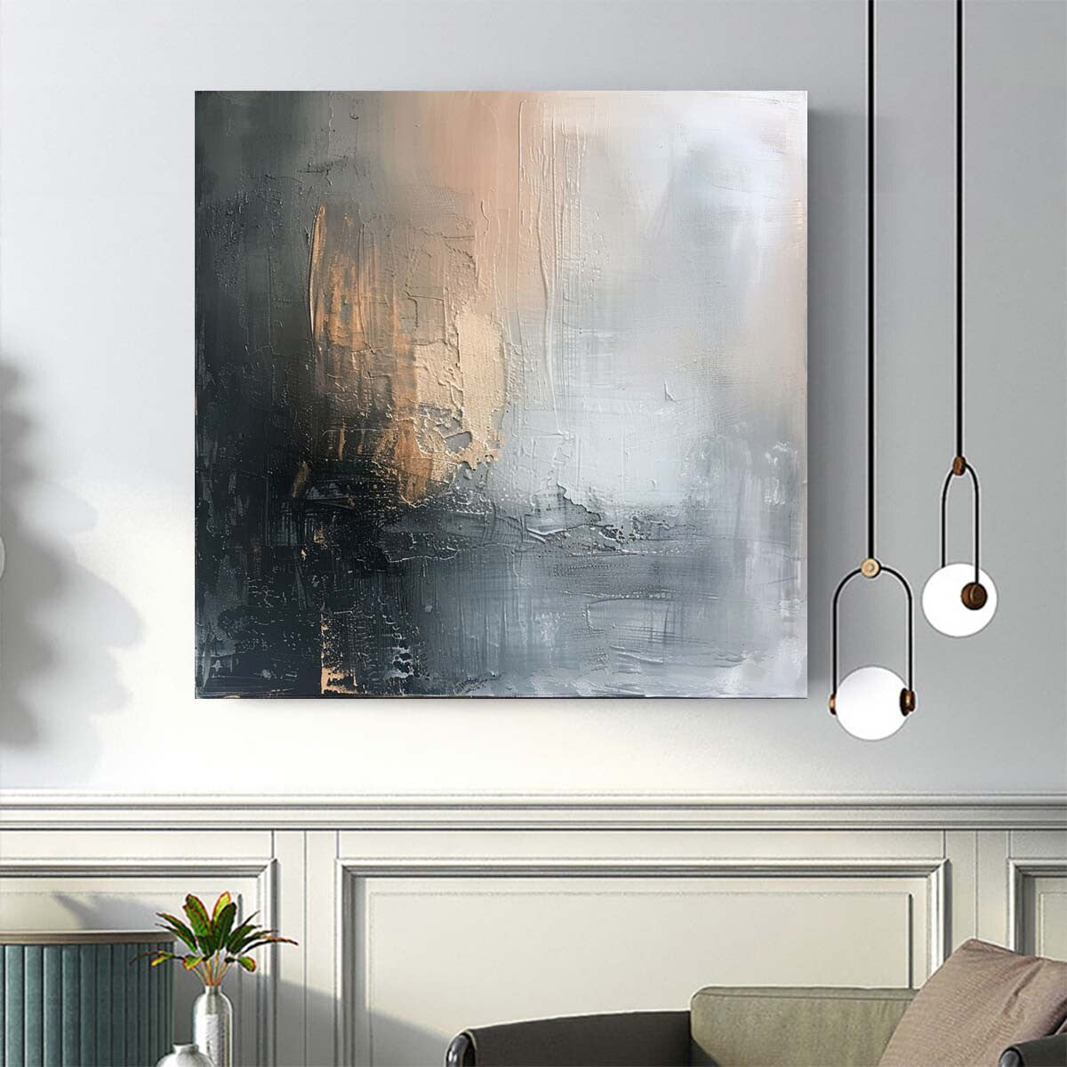 Large Abstract Paintings On Canvas Gray Abstract Canvas Art Oil Painting Black