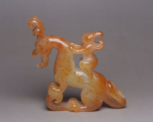 Antique Chinese Natural Hetian Jade Hand Carved Exquisite Beast Statue Figurines