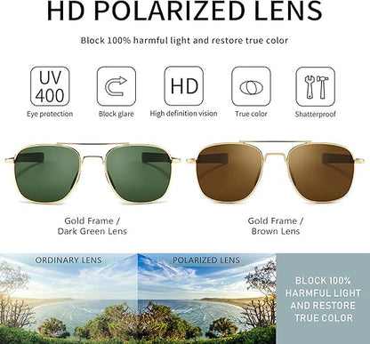 Aviator Sunglasses Premium Military Pilot Ultraviolet Mens Polarized Sunglasses