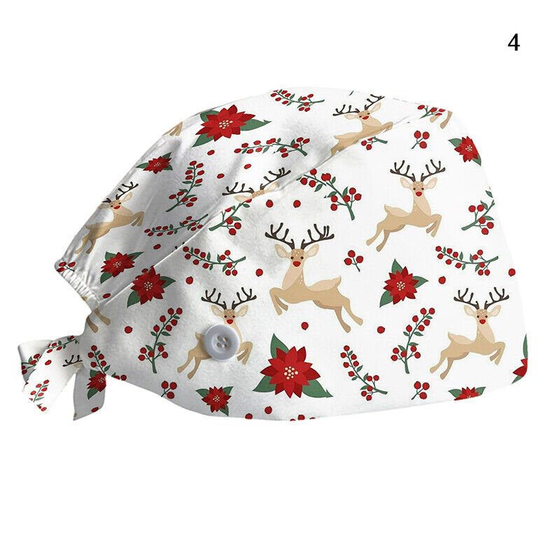 Printed Surgical Cap Adjustable Nurse Cap Baotou Cap Surgical Cap Christmas Hat