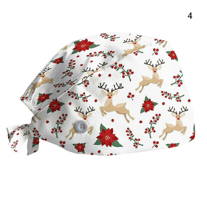 Printed Surgical Cap Adjustable Nurse Cap Baotou Cap Surgical Cap Christmas Hat