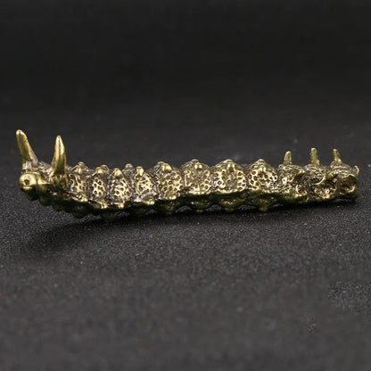 Soild Brass Caterpillar Figurines Miniatures Desktop Ornament Small Statue