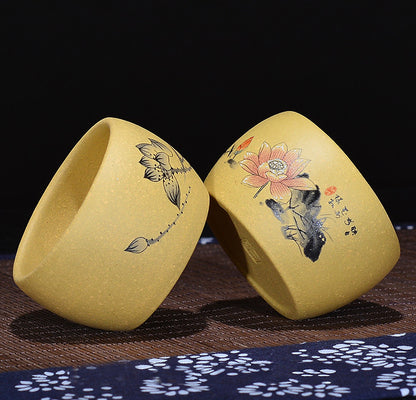 1pair 80ml Chinese Yixing Purple Clay Handmade Lotus Gongfu Tea Cup Tea Set