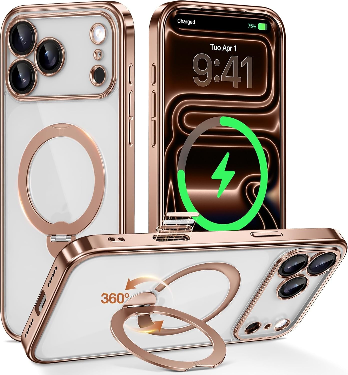 for Iphone 17 Pro Case with 360° Spin Magnetic Stand,[Compatible with Magsafe] [