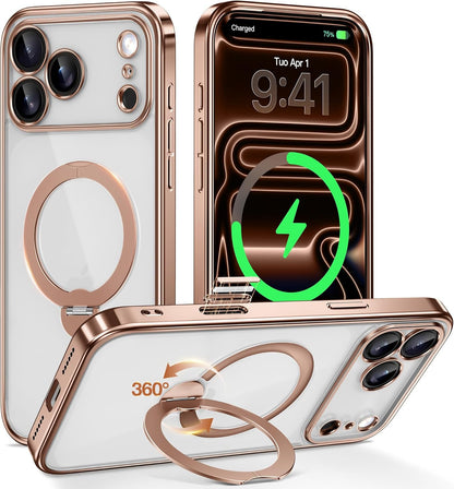 for Iphone 17 Pro Case with 360° Spin Magnetic Stand,[Compatible with Magsafe] [